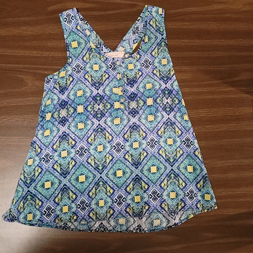 Macy's Pink Rose Diamond Tribal Print Tank